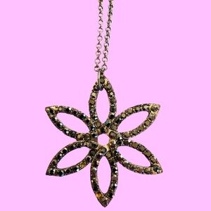 Silver Flower Necklace with Crystal Accents